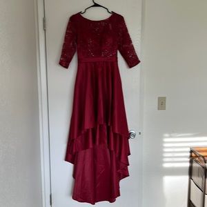 NWT Red, Sequined Ballgown with High-Low Skirt